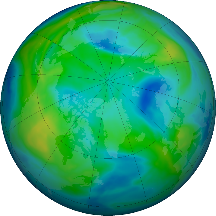 Arctic ozone map for 30 October 2018